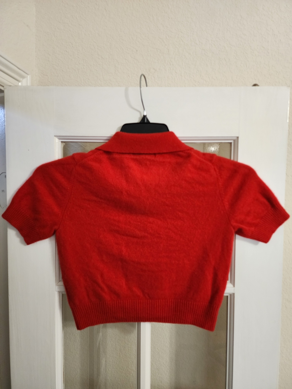House of Harlow 1960 100% Cashmere Red Cropped Polo Sweater XS - Picture 3 of 9